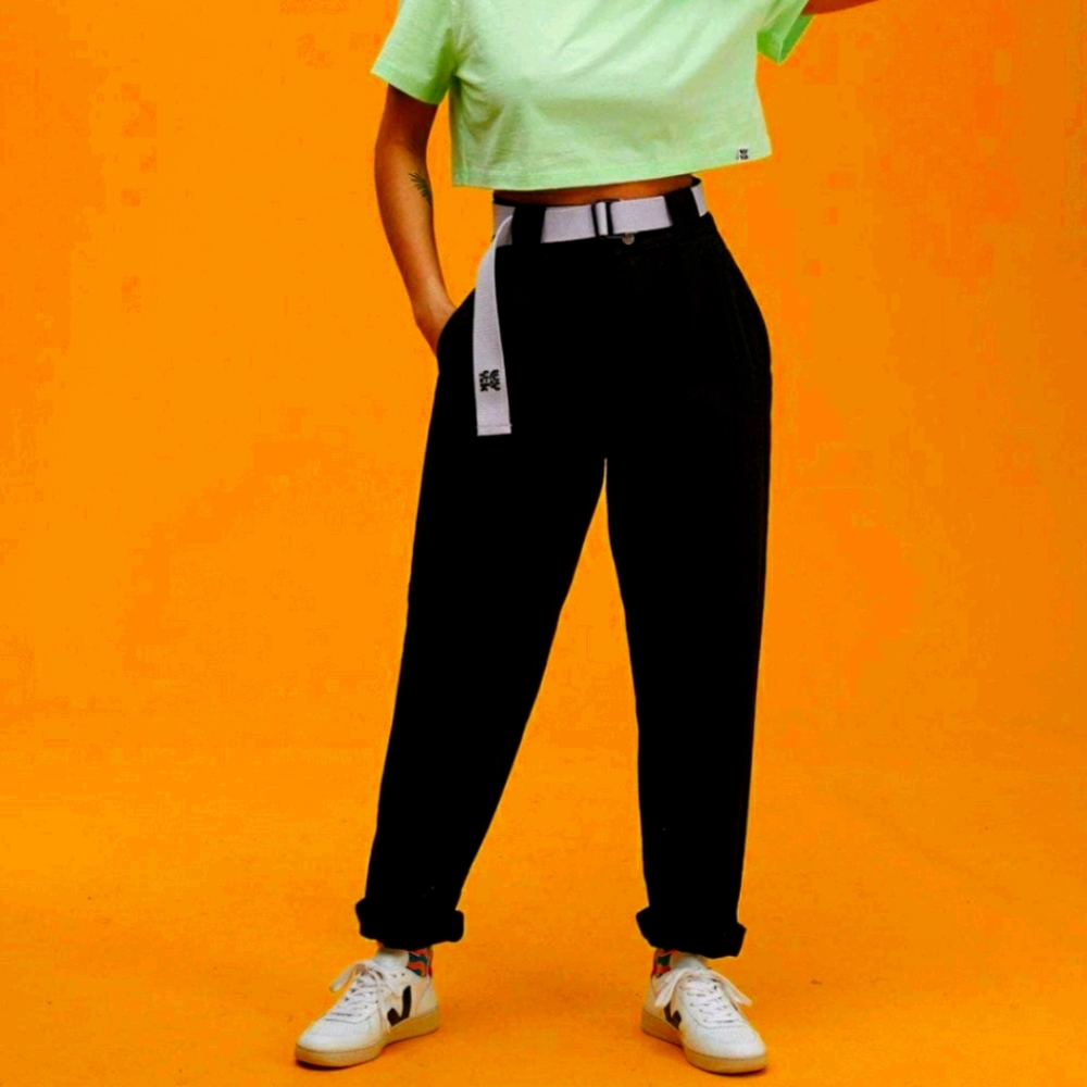 Lucy & Yak Addison high waisted black trousers